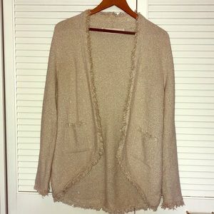 Metallic Tweed & Frayed Cardigan